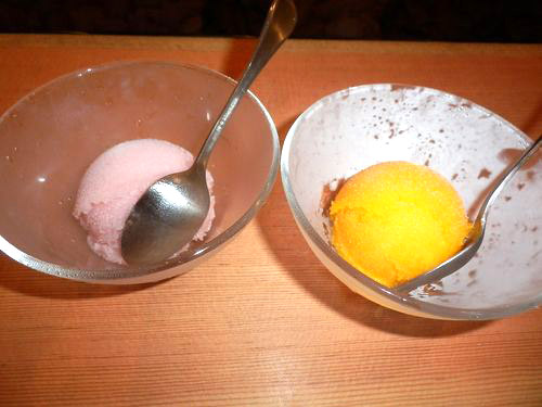 白桃とマンゴーのシャーベット