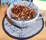 布製カップと珈琲豆 布製カップと珈琲豆